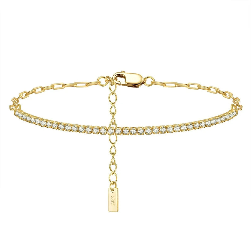 Pulseira Corrente de Prata Esterlina Dourado - Hugario