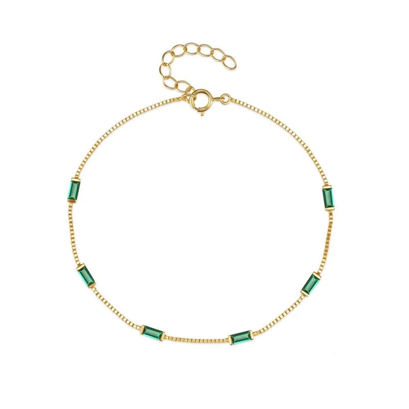 Pulseira de Prata com Zircônia Verde - Hugario